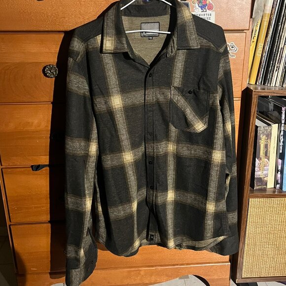 Burnside Brushed Plaid Flannel – Black/Olive - Picture 1 of 4